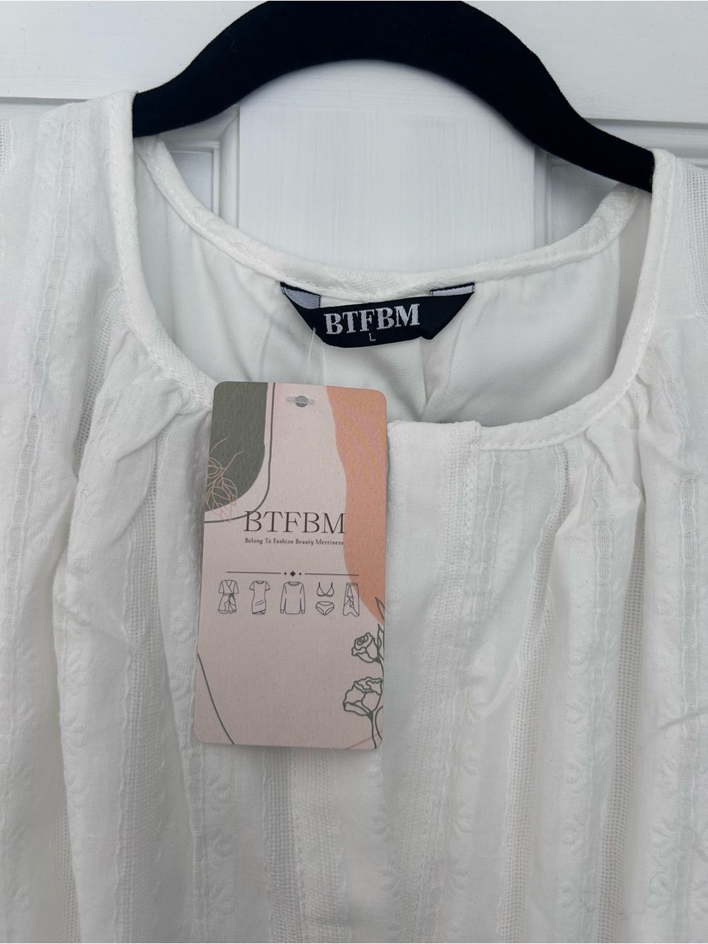 Smocked-Waist White Maxi Dress with Short Sleeves, pockets - Picture 6 of 9
